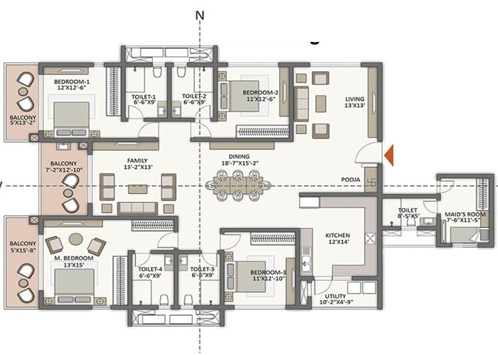 Prestige Crystal Lawns 4 BHK Floor Plan